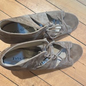 Via Spiga Suede Lace Up Heel